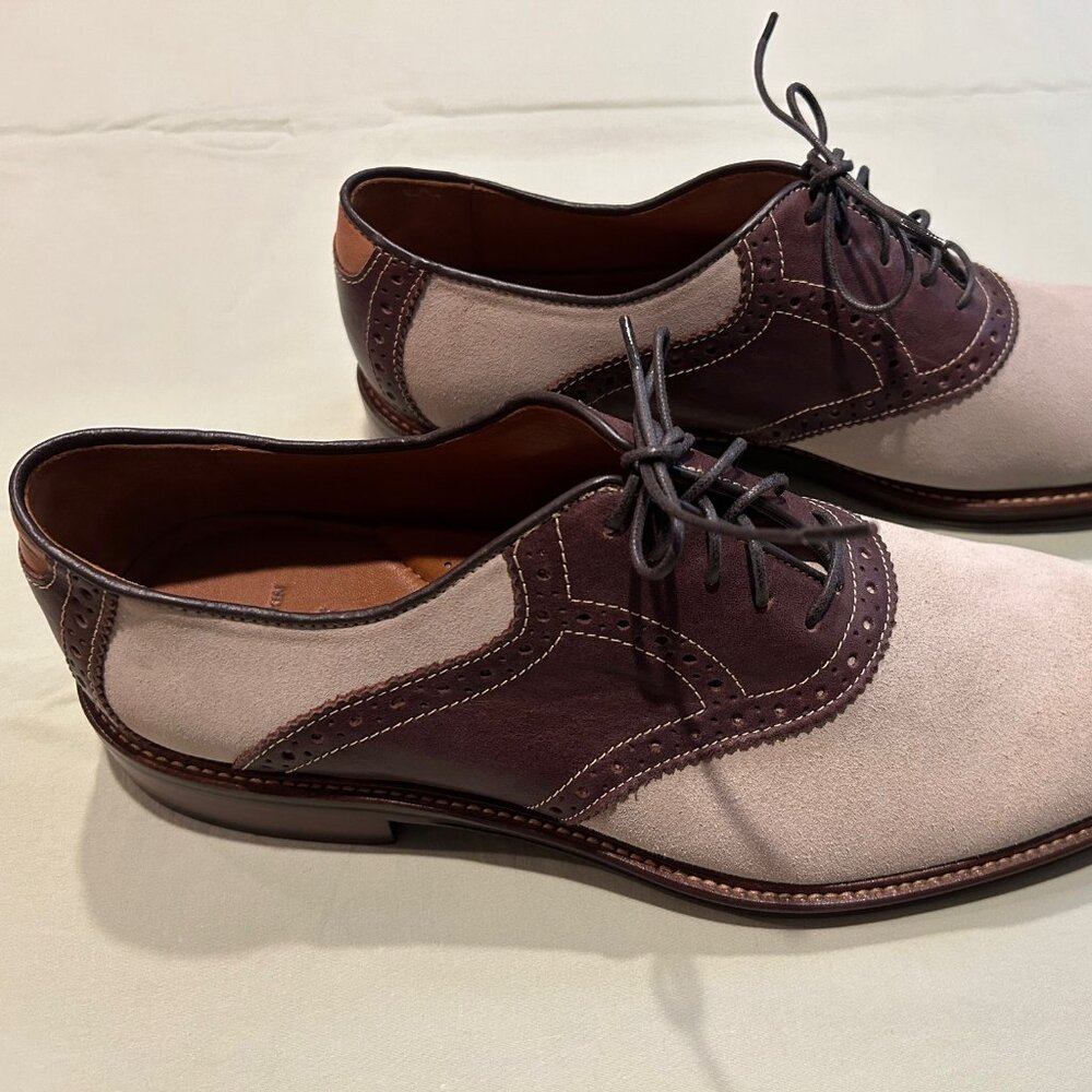Johnston & Murphy Men's Cream and Brown Derby Shoes Size 10M
